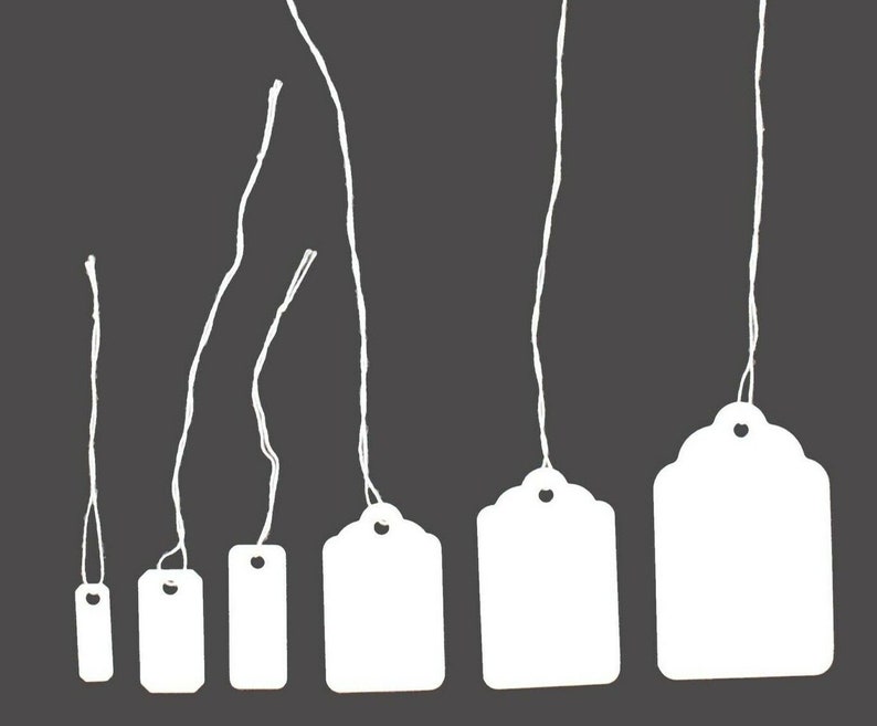 100 Pcs White Paper Price Tags Jewelry Price Tags With String Etsy