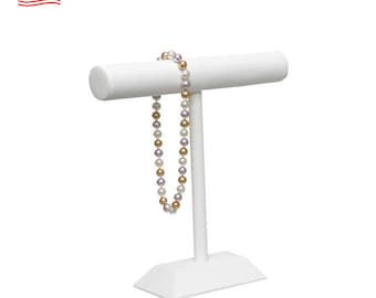 Amazing T-Bar white Leatherette Jewelry Rack: A Stylish Organizer for Men's Bracelets and Accessories