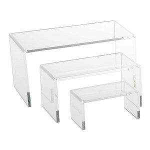 Clear Acrylic Riser Jewelry Showcase Fixture Counter Top Display Riser Set Of 3 Small Set