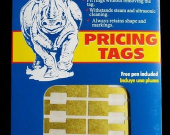 1000 PCS Gold Price Tags Stickers, Jewelry Square Barbell Labels Dumbbell Tags