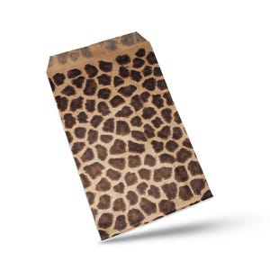 100 Paper Bags, Brown Paper Bags, Candy Bags, Kraft Paper Bags, Party Favor Bags, Cheetah Leopard Print, Animal Print Party