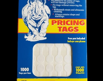 1000 PCS White Price Tags Stickers, Jewelry Round Barbell Labels Dumbbell Tags