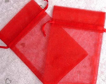 Red Organza Drawstring Pouch A Tiny Handbag for Chic Bracelets, Jewelry, and Gifts Ideal as Party Favors. (10 pack)