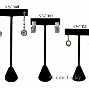 Black Velvet T Earring Display Stand Individual Earring Holder - 3 Sizes