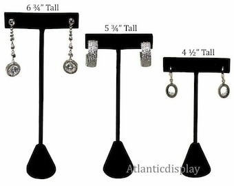Black Velvet T Earring Display Stand Individual Earring Holder - 3 Sizes