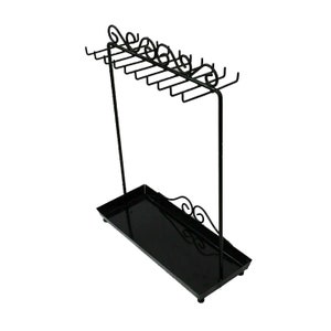 Jewelry  Display Stand Black Metal Jewelry Holder with 20 Hooks and Tray. Holder Organizer for Necklaces, Earrings, Watches, Cosmetics