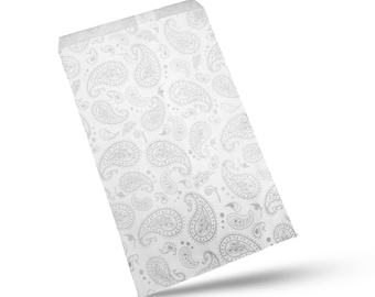 100 Qty Flat Paisley pattern Paper Gift Bags, Candy Bags, Kraft Paper Bags, Party Favor Bags, merchandise, pens, Party favors