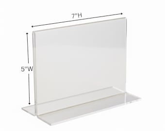 Clear Acrylic Double-Sided Sign Holder | Countertop Display Stand | 7" X 5" INCH SIZE