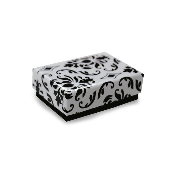 Damask Print Imported Cotton Filled Ring Jewelry Boxes - for Rings/Jewels/Small Earrings & Keepsakes Gift Boxes