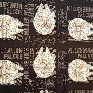 Millenium Falcon Squares, 100% Cotton Quilting/Sewing Fabric, Single Yard Cut.