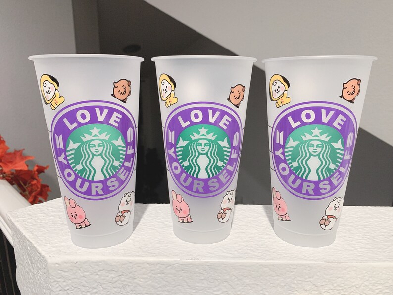 bt21 characters starbucks tumbler cup bts army holographic