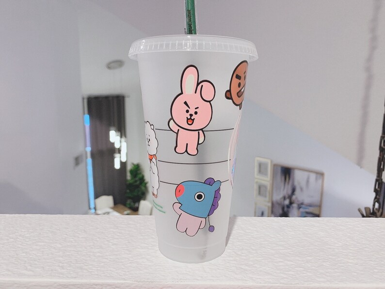bt21 characters starbucks tumbler cup bts army holographic