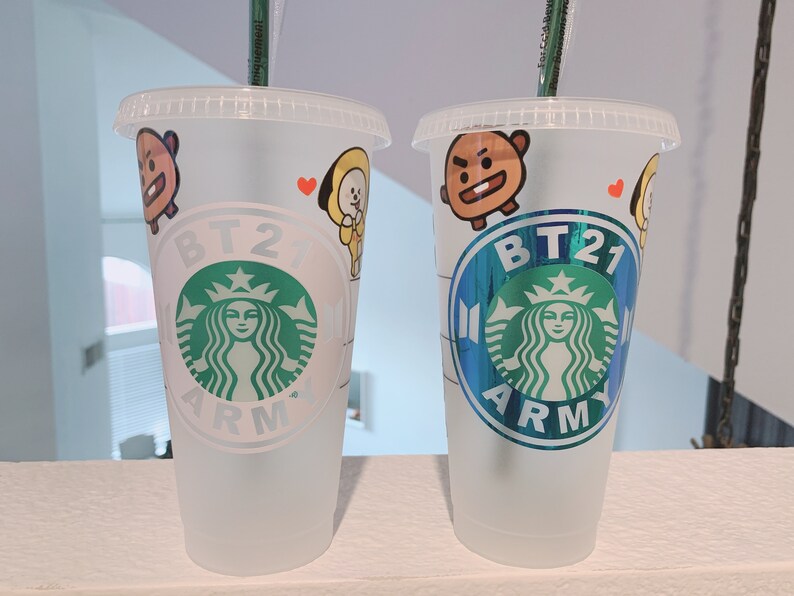 bt21 characters starbucks tumbler cup bts army holographic
