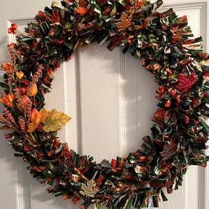 Fall Leaves Handmade Rag Wreath 18” round