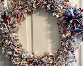 Home of the Brave 18” Rag Wreath