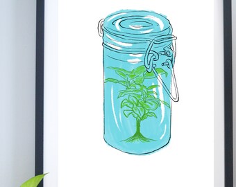 Plant in a jar digital download art print