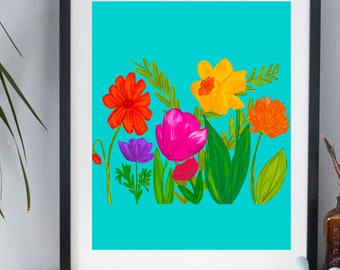 Teal Floral Digital Download