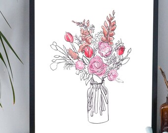 Floral Vase Sketchy Digital Download
