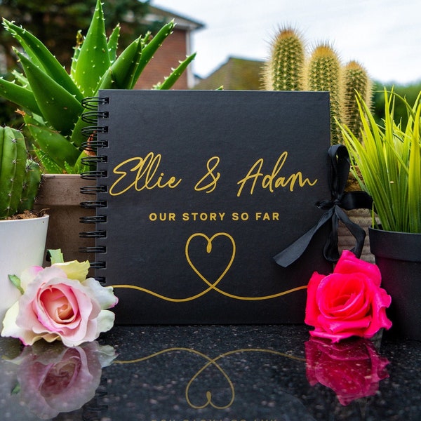 Unsere Geschichte so weit Personalisiertes Sammelalbum, Erinnerungsbuch für Paare, Geschenke für Sie, Fotoalbum zum Valentinstag, Gästebuch für Paare