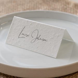 Articoli di cancelleria per matrimoni sostenibili, biglietti con nomi di semi di fiori selvatici, segnaposto personalizzati in carta con semi, etichette con nomi per matrimoni a spreco zero, piantabili