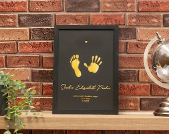 Personalised Foil Baby Photo Frame, Newborn Keepsake Gift, Baby Shower Present, Custom Baby Memory Frame, Hand Prints, Foot Prints Decor