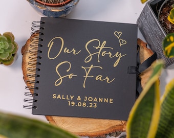 Notre histoire jusqu’à présent Scrapbook personnalisé, Livre de mémoire de couples, Cadeaux pour elle, Album photo anniversaire de la Saint-Valentin, Album de couples