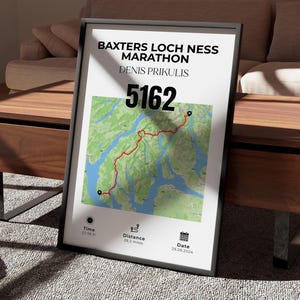 Any Marathon Map Frame, Personalised Marathon Map, Custom Running Gift, Runner Keepsake, 5K, 10K, Half Marathon, Full Marathon, Home Decor