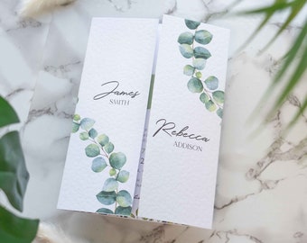 Premium Wedding Invitations, Eucalyptus Gatefold Wedding Invitations, Eucalyptus Folded Wedding Invitations, Invitations Wedding Timeline