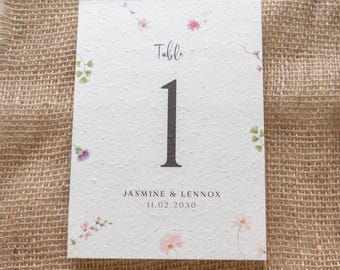 Plantable Wedding Table Numbers, Seeded Table numbers, Eco Friendly Table Numbers, Biodegradable Wedding Decor, Seed Paper Table Numbers
