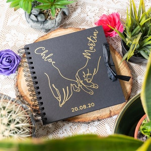 Álbum de recortes personalizado, Álbum de arte lineal, Libro de recuerdos para parejas, Regalos para ella, Álbum de fotos de aniversario de San Valentín, Álbum de recortes para parejas, Boda