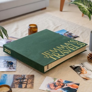 Álbum de fotos verde esmeralda, álbum de fotos grande de terciopelo, álbum de fotos de terciopelo verde, álbum de fotos de lujo, álbum de fotos personalizado, álbum de fotos personalizado