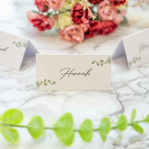Biglietti da visita in eucalipto, segnaposto verde salvia, matrimonio verde muschio, articoli di cancelleria per matrimoni, apparecchiare la tavola, segnaposto, biglietti per gli ospiti