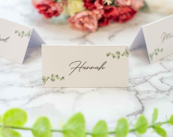 Eucalyptus Name Cards, Sage Green Place Names, Moss Green Wedding, Wedding Stationery, Table Settings, Name Settings, Guest Cards