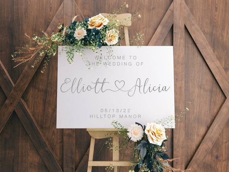 Wedding Welcome Sign, Heart Design, A1, A2, Wedding Decor, Personalised Wedding Sign, Wedding Gift, Welcome Wedding Board image 2