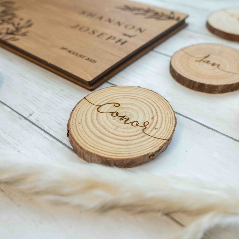 Elegant Wooden Guest Book, Custom Wooden Book, Rustic Guestbook, Traditional Woodland Forest Ceremony, Alternative Wood, Barn Wedding image 9