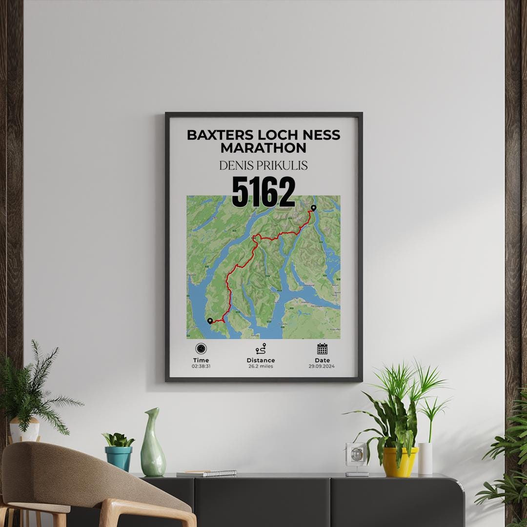 Any Marathon Map Frame, Personalised Marathon Map, Custom Running Gift ...