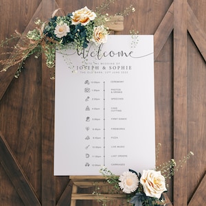 Portrait Order Of The Day Sign, Seating Chart, A1 Wedding Sign, Find Your Seat Sign, Order Of Service, Wedding Sign Table, Guest Chart image 3