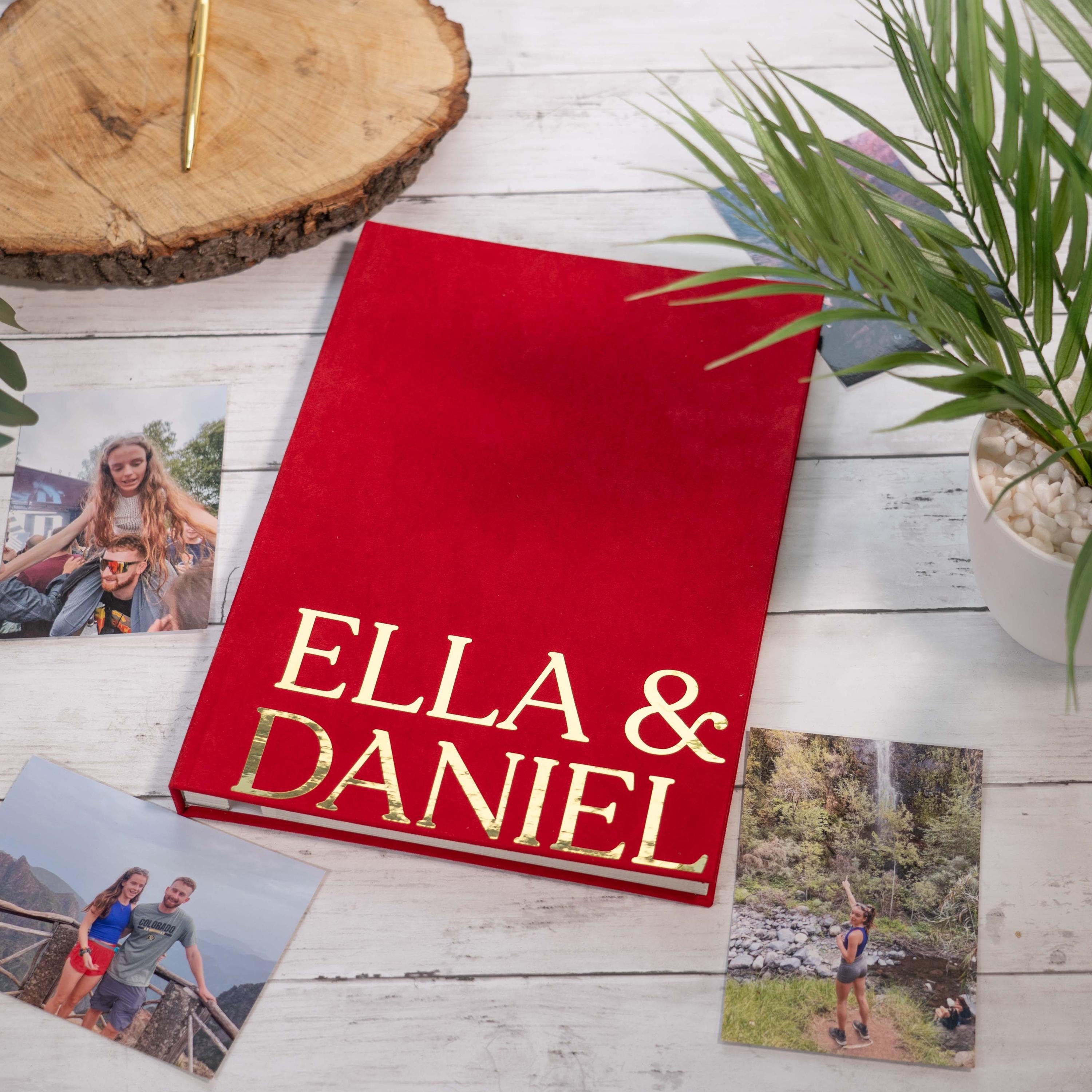 Red Velvet Photo Album, Custom Memory Book, Self Adhesive