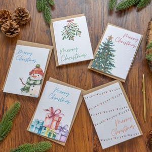 Weihnachtskarten Multipack, 5er oder 10er Pack, Individuelle Designs, Weihnachtsbaum, Geschenke, Schneemann, Mistelzweig, Familie, Mama, Saisonal, Weihnachten