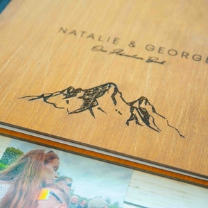 Wooden Adventure Scrapbook, Mountain Couple, Hiker Couple, Hiking Scrapbook, Adventure Couple, Travel Photo Album, Travel Journal