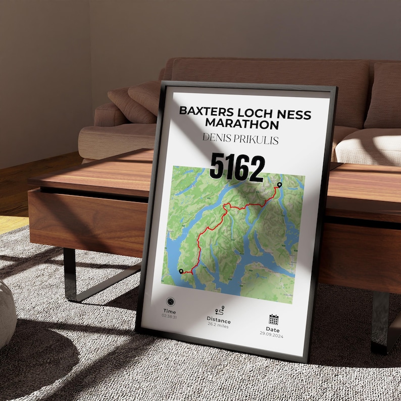 Any Marathon Map Frame, Personalised Marathon Map, Custom Running Gift ...
