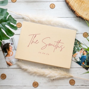 Splendido libro degli ospiti per matrimonio, libro degli ospiti Polaroid in lino, album fotografico con copertina rigida, ricordo di nozze, libro per ricevimento, regalo di anniversario