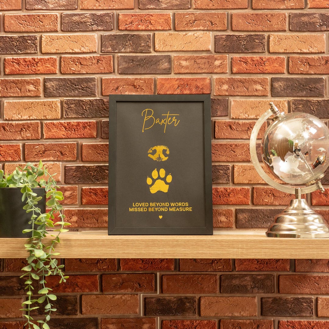 Personalised Dog Paw Print Foil Frame, Custom Pet Memorial Keepsake