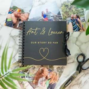 Our Story So Far Personalised Scrapbook, Couples Memory Book, Gifts for Her, Valentine&#39;s Anniversary Photo Album, Couples Scrapbook