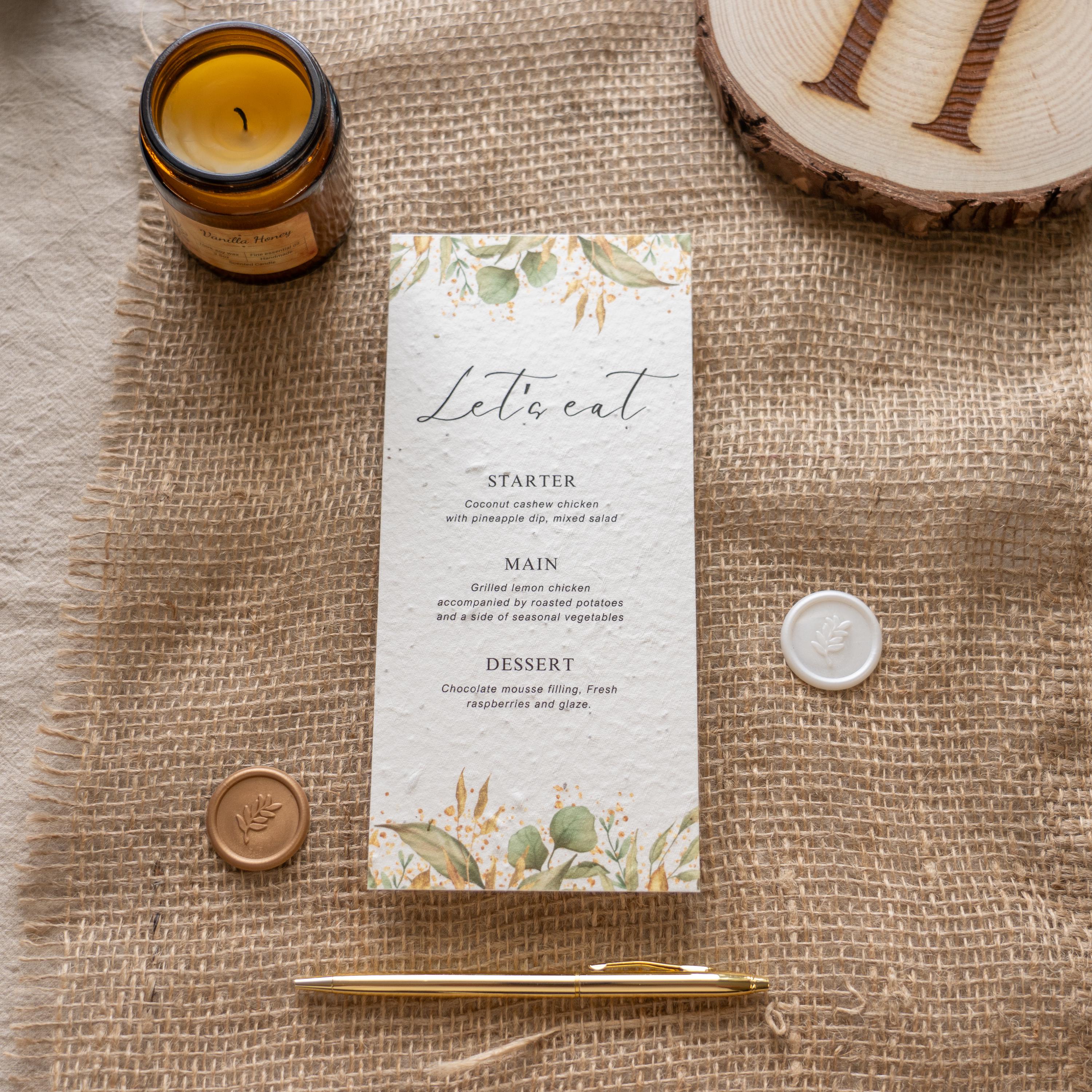 Bepflanzte Mens, Menkarten aus Papier, Nachhaltige Hochzeitsmens,  Menkarten aus Papier, Wildblumen Samen Mens - Etsy.de
