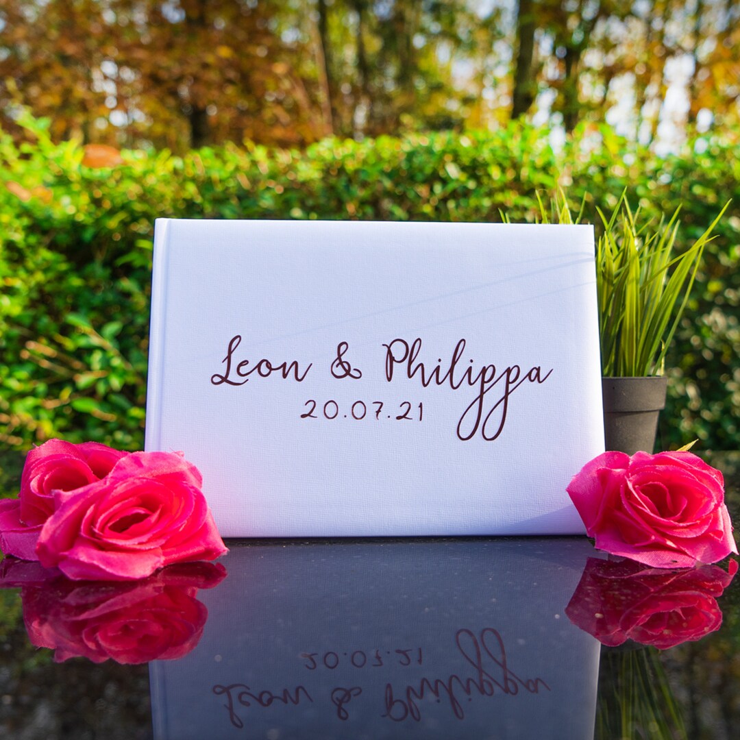 Personalised Wedding Guest Book Elegant Text Design Etsy UK