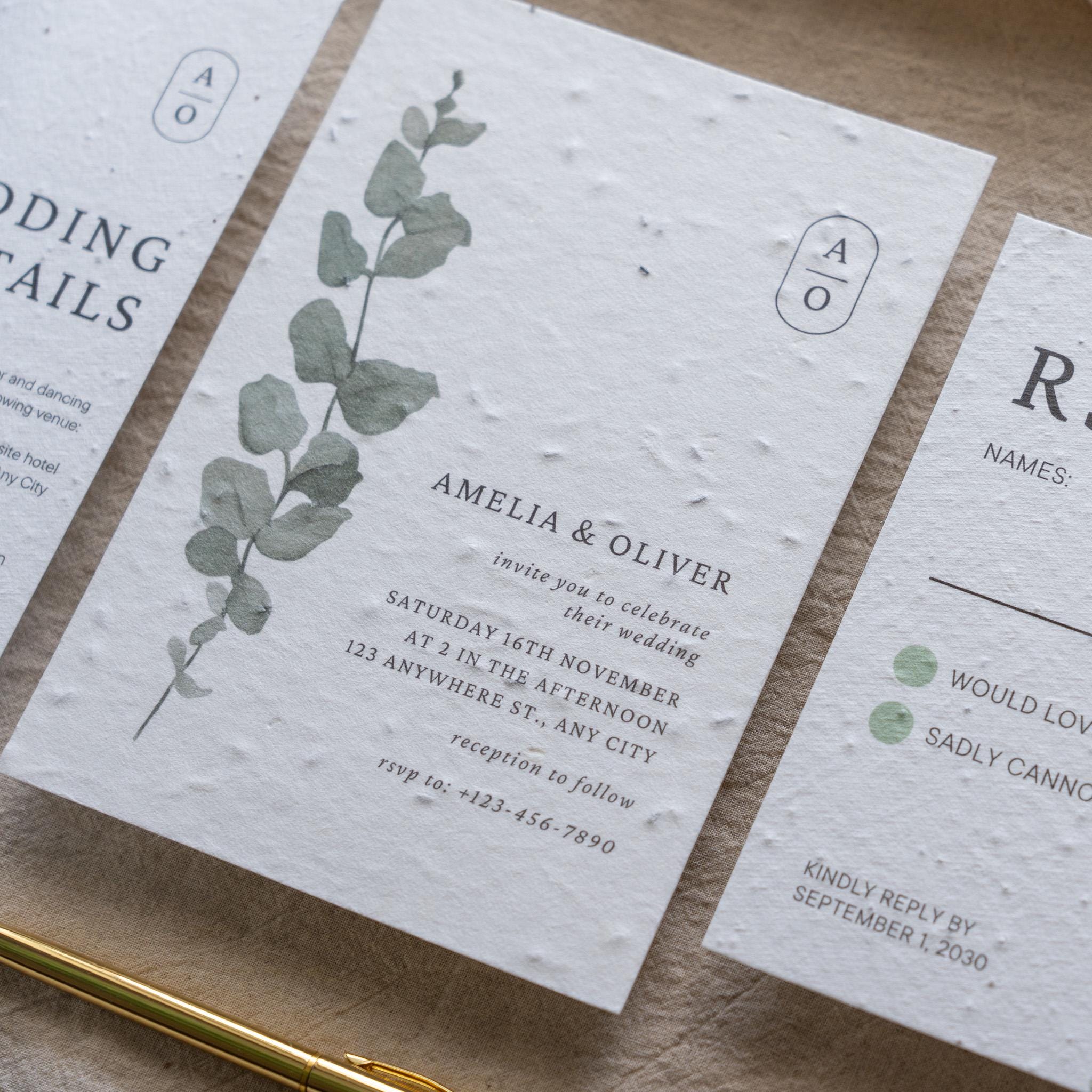 Seeded Wedding Invitations, Plantable Wedding Invitations, Eco-friendly