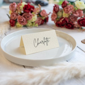 Tarjetas de lugar de marfil, tarjetas de nombre con textura martillada, ajustes de lugar, tarjetas de nombre de boda, tarjetas de lugar de boda, asientos para invitados, calidad premium