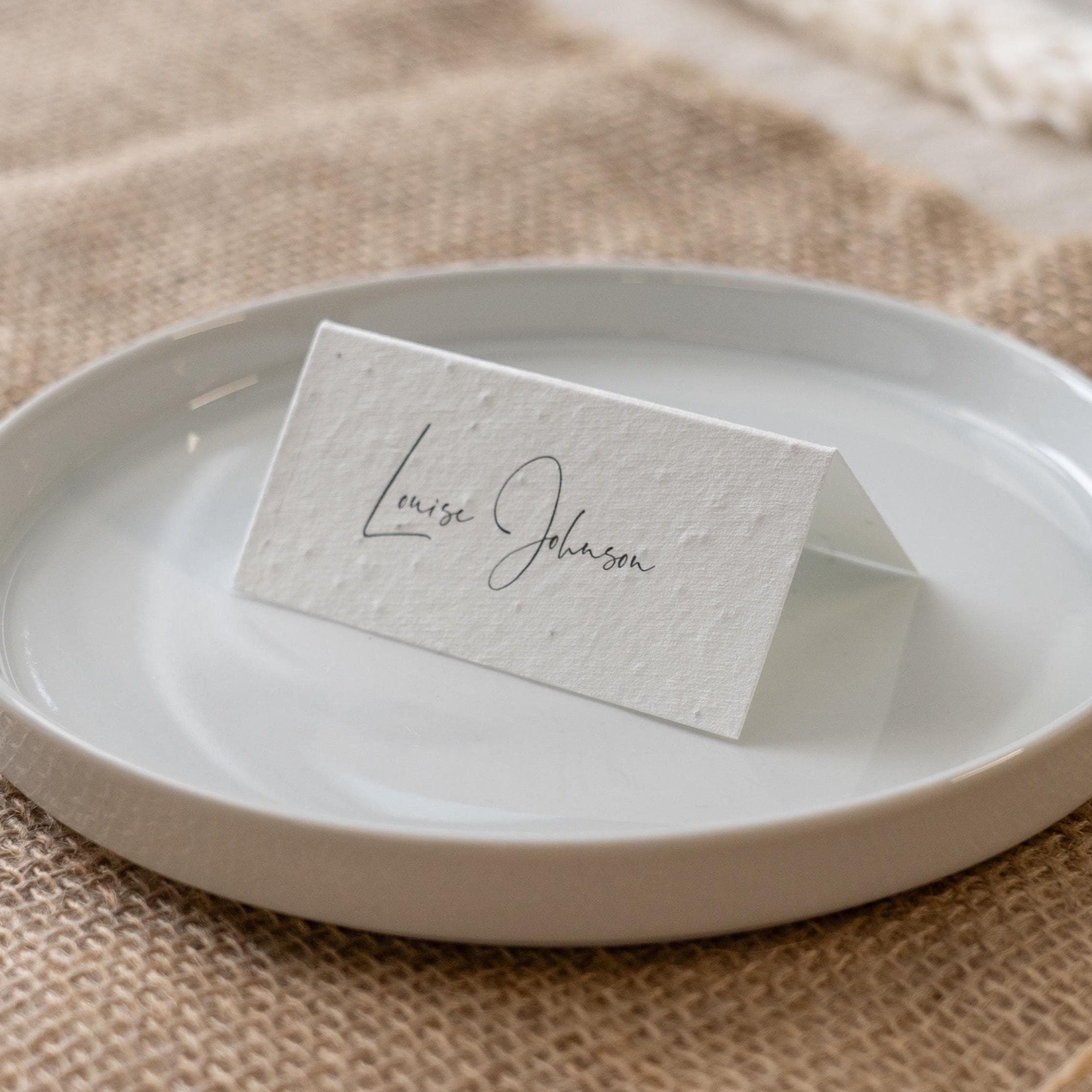Sustainable Wedding Stationery, Wildflower Seed Name Cards, Personalised Seed Paper Place Cards, Zero Waste Wedding Name Tags, Plantable