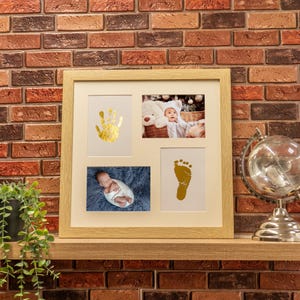 Large Personalised Baby Foil Frame with Photo, Handprint & Footprint, New Baby Gift